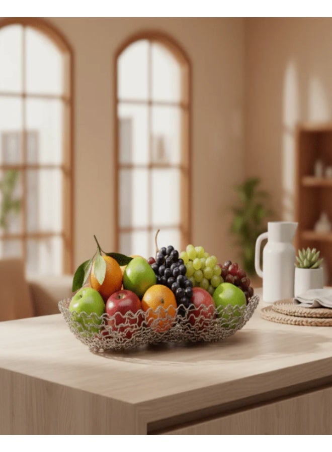 AKDC Stainless Steel Mesh Fruit Basket – Silver Finish, 28 × 17 × 5 cm Storage Basket - Image 2